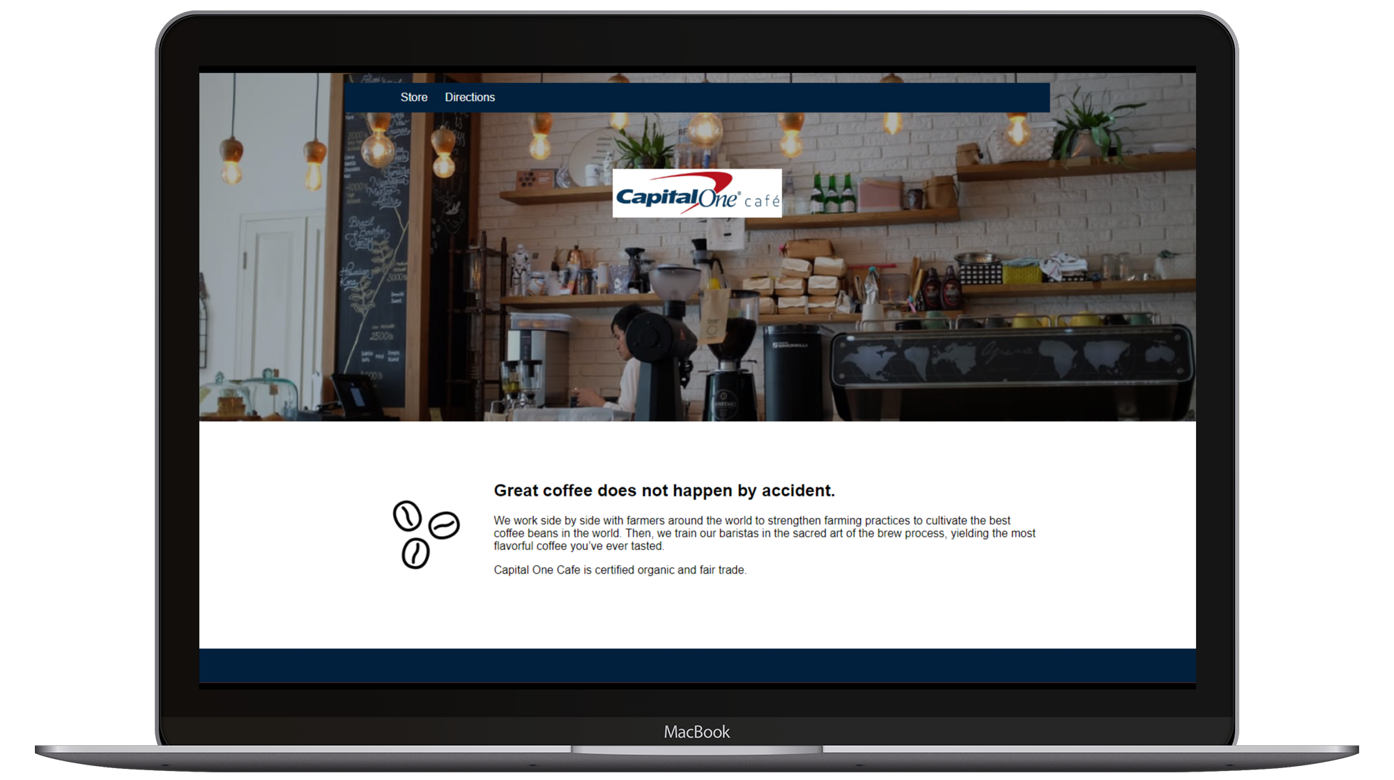 Mockup of Capital One Cafe website