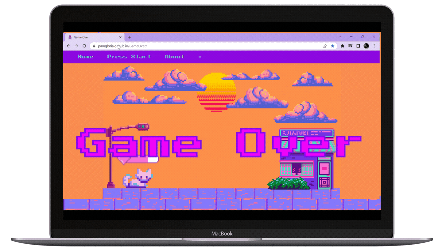 Mockup of Game Over website
